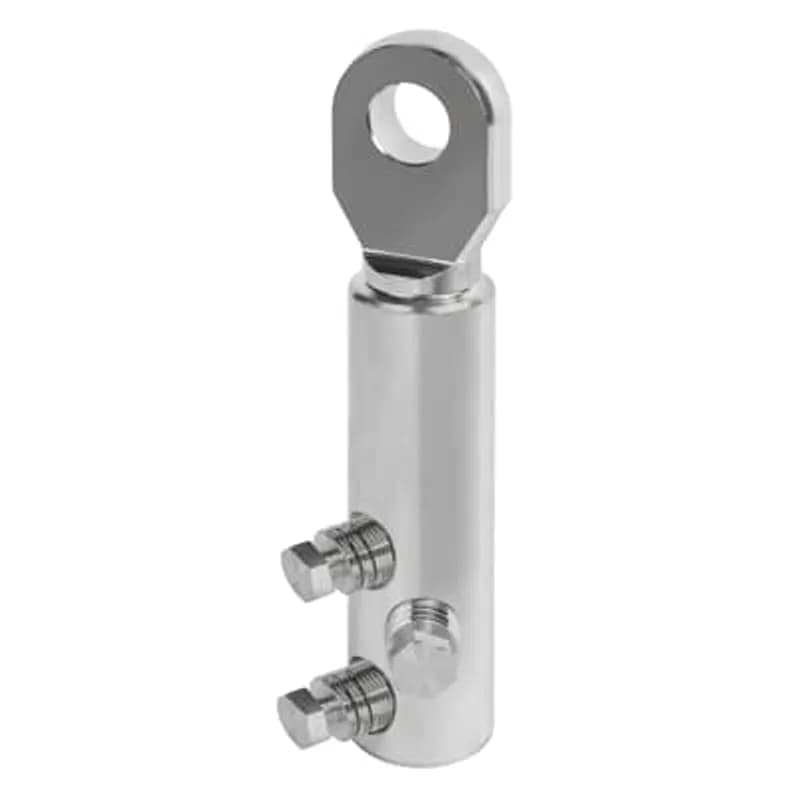 ABB - Installation Products EACT-0300 - 15/35kV, 600-900 Amps, Tin-Plated Aluminum ShearBolt Connector for #2 to 300 kcmil. Barrell Body Diameter 1.18 Inch (30mm), Length 4.13 inch (105mm), 1-Hole Pad Width 1.42 inch (36mm), .5 inch Thick, Pad Hole Diameter 0.689 inch (17.5mm). Includes Three M14 x 11 Round-Bottom Screws with 3/8 Hex Head.