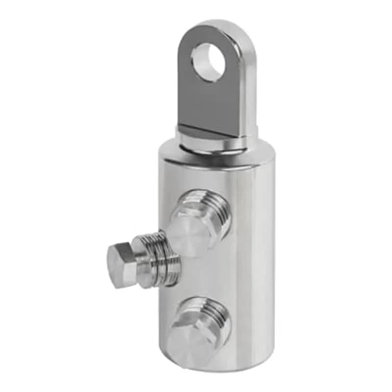 ABB - Installation Products EACT-1250 - 15/35kV, 600-900 Amps, Tin-Plated Aluminum ShearBolt Connector for 750 to 1250 kcmil. Barrel Body Diameter 2.05 Inch (52mm), Length 6.10 inch (155mm), 1-Hole Width 1.38 inch (35mm), .5 inch Thick, Hole Diameter 0.689 inch (17.5mm). Includes three M24 x 1.5 Round Bottom Screws with Hex Head.