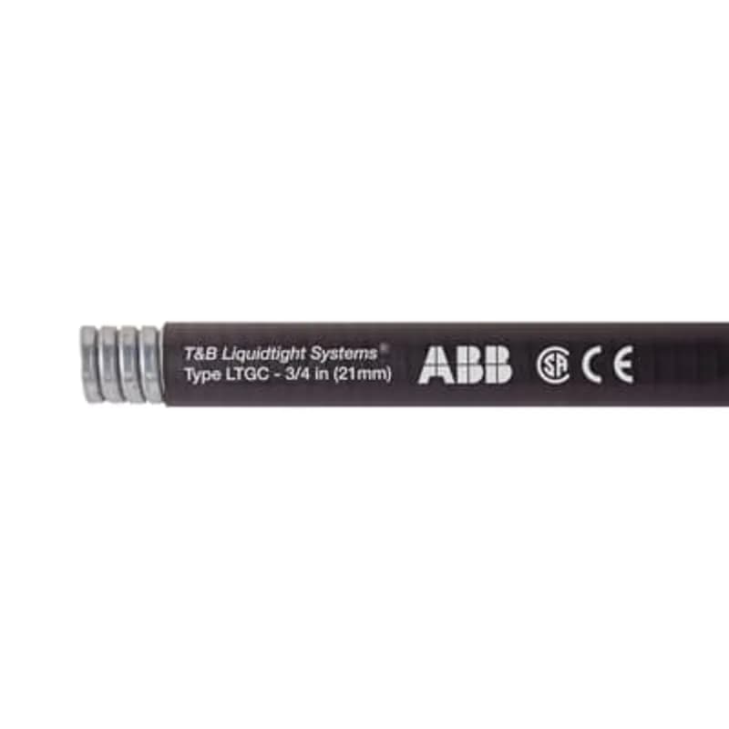 ABB - Installation Products LTGCS01B-L - Liquid Tight Flexible Metallic Conduit, General Purpose, Galvanised Steel Core with PVC Jacket, Conduit Size 3/8 Inch, Length 300 Meters/1,000 Feet, Working Temperature -40 to 75 Degrees C, CSA LR-72635, Compliant to RoHS, Black