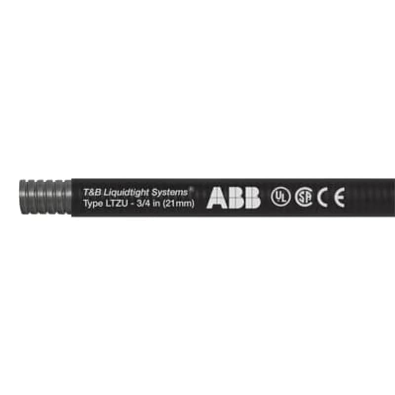 ABB - Installation Products LTZUS03B-C - Liquid Tight Flexible Metallic Conduit, Galvanised Steel Core with PVC Jacket, Conduit Size 3/4 Inch, Length 30 Meters/100 Feet, Halogen Free, UL 360, CSA, Compliant to RoHS, Working Temperature -40 to 80 Degrees C, Black