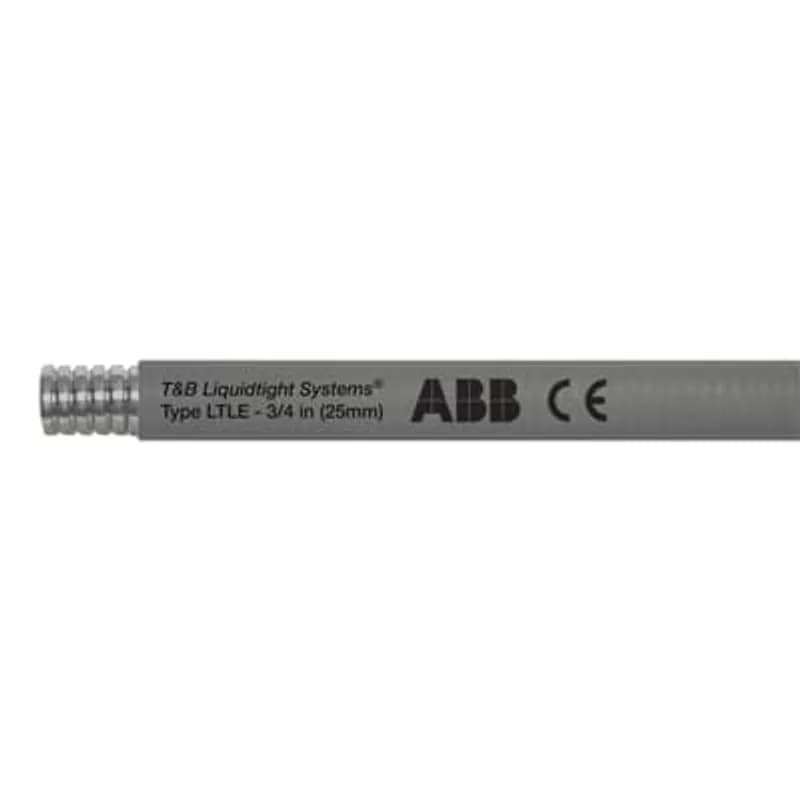 ABB - Installation Products LTLES02G-C - Liquid Tight Flexible Metallic Conduit, Aluminum Core with PVC Jacket, Conduit Size 1/2 Inch, Length 30 Meters/100 Feet, Working Temperature -10 to 80 Degrees C, Compliant to RoHS, Halogen Free, Gray
