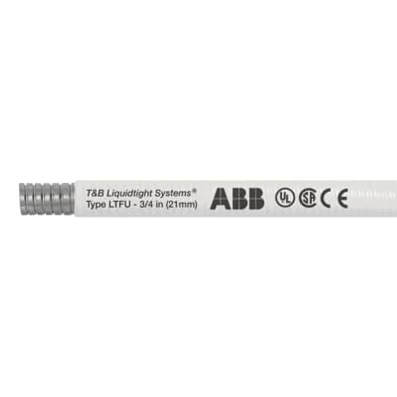 ABB - Installation Products LTFUS09W-A - Liquid Tight Flexible Metallic Conduit, Food Grade, Galvanized Steel Core with PVC Jacket, Conduit Size 3 Inch, Length 8 Meters/25 Feet, Working Temperature -30 to 80 Degrees C, UL 514B, Compliant to RoHS and WEEE, White