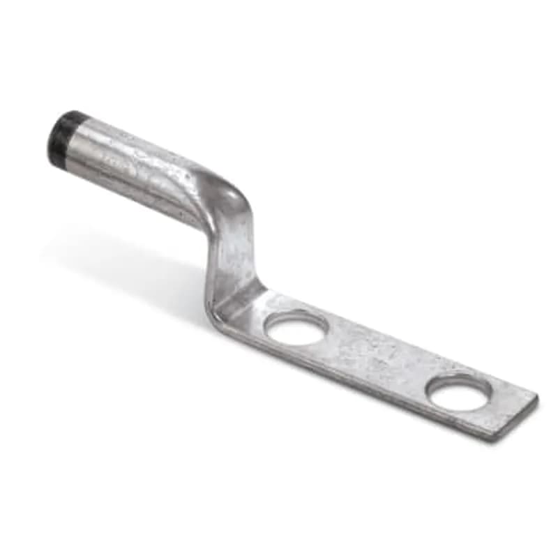 ABB - Installation Products SL 1/0 N - Tin Plated Copper Compression Stacking Lug for Copper Terminations, Two-Hole NEMA Pad, 1/0 Stranded CU, Uses 1/2 inch Bolt. Installing Dies TQ, 42, 12, 1/2. Length 5-11/64 inch. Pad 49/64 inch wide x 2-13/16 inch long x 7/64 inch thick. (2) 9/16 inch diameter holes on 1-3/4 inch center. Barrel 1-7/16 inch. CSA. UL listed.