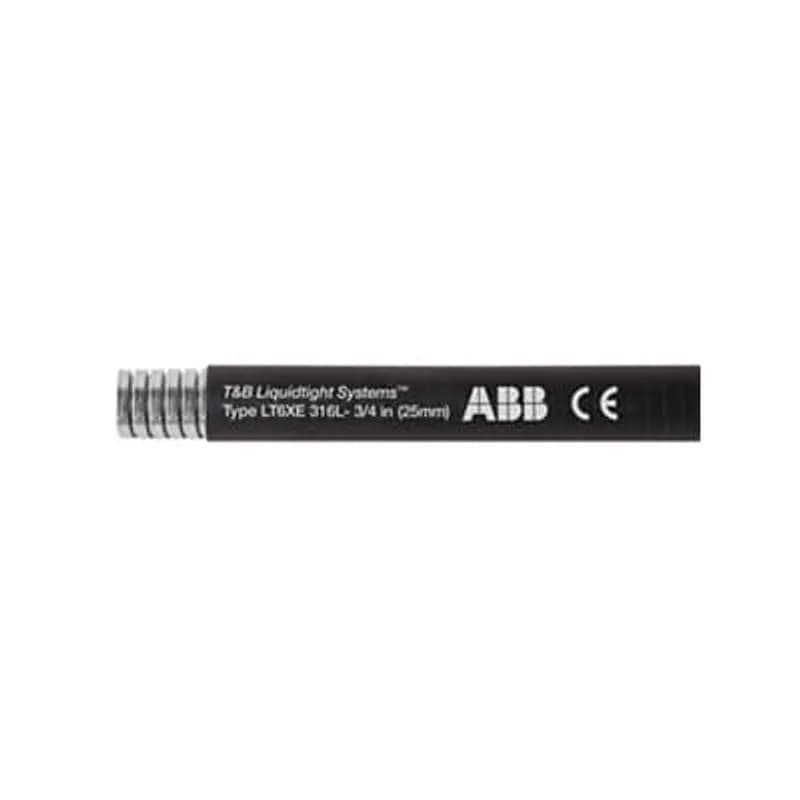 ABB - Installation Products LT6XES01B-C - Liquid Tight Flexible Metallic Conduit, Extreme Temperature, 316 Stainless Steel Core with TRP Jacket (UL94-HB), Conduit Size 3/8 Inch, Length 30 Meters/100 Feet, Working Temperature -55 to 150 Degrees C, Compliant to RoHS and WEEE, Black