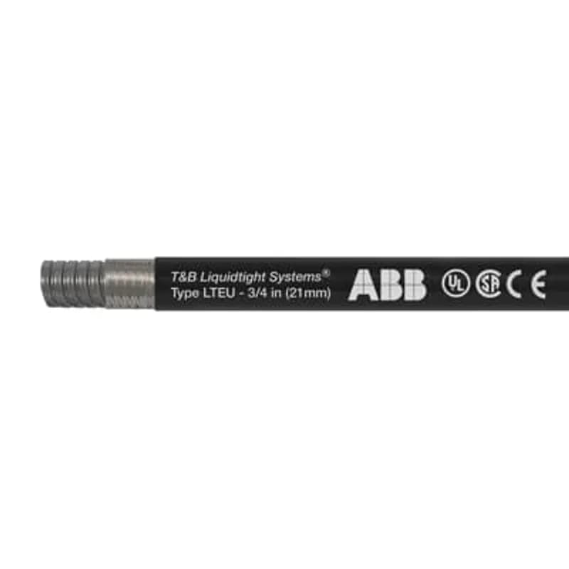 ABB - Installation Products LTEUS01B-C - Liquid Tight Flexible Metallic Conduit, Galvanised Steel Core with Tin Copper Braid and PVC Jacket, Conduit Size 3/8 Inch, Length 30 Meters/100 Feet, EMC Standard Performance, UL 360, Compliant to RoHS and WEEE, Working Temperature -20 to 60 Degrees C, Black