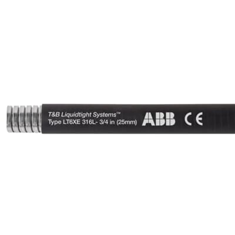 ABB - Installation Products LT6XES02B-C - Liquid Tight Flexible Metallic Conduit, Extreme Temperature, 316 Stainless Steel Core with TRP Jacket (UL94-HB), Conduit Size 1/2 Inch, Length 30 Meters/100 Feet, Working Temperature -55 to 150 Degrees C, Compliant to RoHS and WEEE, Black
