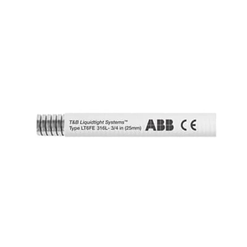 ABB - Installation Products LT6FES05W-E - Liquid Tight Flexible Metallic Conduit, Food and Beverage Grade, 316 Stainless Steel Core with PVC Antimicrobial Jacket, Conduit Size 1-1/4 Inch, Length 60 Meters/200 Feet, Working Temperature -45 to 105 Degrees C, Compliant to RoHS and WEEE, White