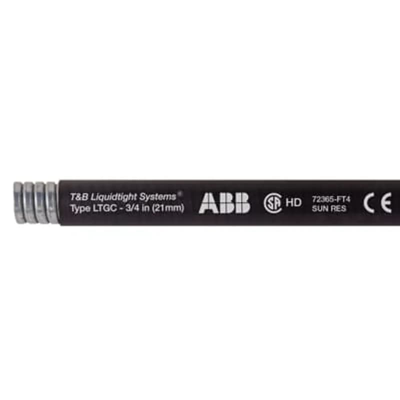 ABB - Installation Products LTGCS08B-A - Liquid Tight Flexible Metallic Conduit, General Purpose, Galvanized Steel Core with PVC Jacket, Conduit Size 2-1/2 Inch, Length 8 Meters/25 Feet, Working Temperature -40 to 75 Degrees C, CSA heavy duty LR-72635, Compliant to RoHS, Black