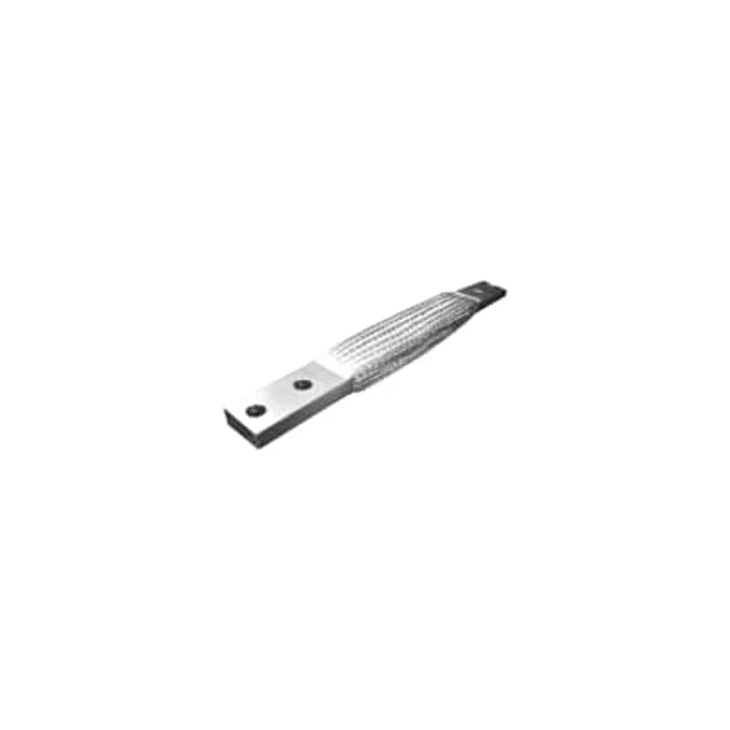 ABB - Installation Products STB110A1304 - Tinned Copper, Standard Flexible Braid Connector, STB Series, 2-Hole Pads with NEMA Standard 9/16 inch (14.3 mm) Holes and 1-3/4 inch (44.4 mm) Spacing Center to Center, 12 inch (304 mm) long, 1-1/2 inch (38.1 mm) wide, 3/8 inch (9.5 mm) thick. Pad 3-1/2 inch x 1-1/2 inch. 4 Braids in Assembly. 30 AWG Individual Strand. 1100 Amps.