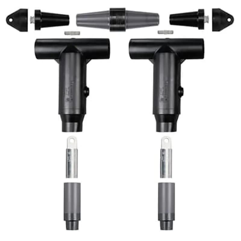 ABB - Installation Products 755L2-K0250-S - 600 Amp, DeadBreak Elbow Connector, 2-Way L Kit, 35KV, Cable Insulation Diameter 1.090 inch to 1.310 inch. Aluminum Compression Lug. Conductor Size AWG Compressed Stranded 2/0 /Solid 3/0 /mmSquared 67.43. Cold-Shrinkable Jacket Seal Included.