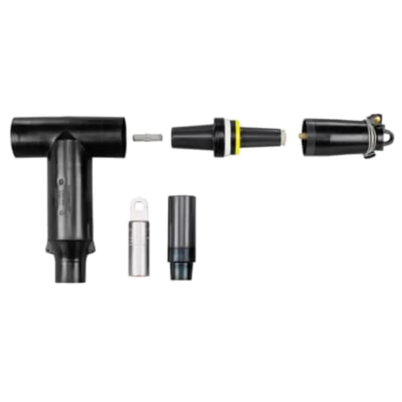 ABB - Installation Products K655ETP-J0290-DRG-S - 25kV, 600 Amp Deadbreak, Test and Ground Connector Kit. Cable Insulation Diameter 0.980 inch to 1.180 inch. Aluminum Compression Lug. Conductor Size Compressed Stranded 300 kcmil or Compacted Solid 350 kcmil. With Insulated Cap. Cold-Shrinkable Jacket Seal Included. No Test Point. Consists of Elbow Housing, Tap Plug, Insulated Cap, Cable Size Adapter, Compression Lug, Stud, Lubricant, Crimp Chart and Instructions