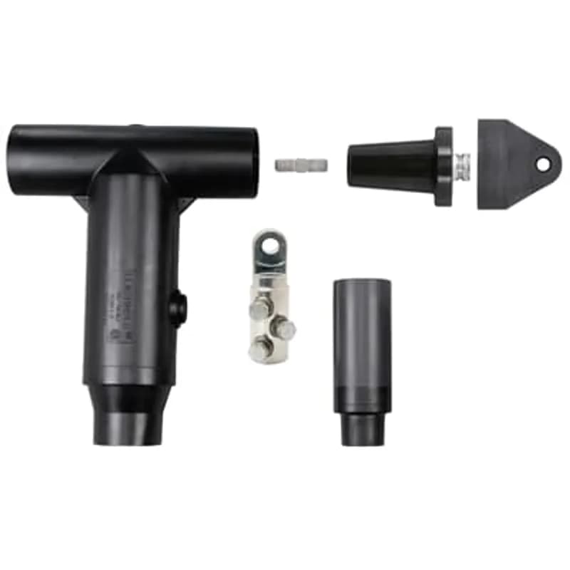 ABB - Installation Products K655LR-LAC02 - 600 Amp, 15/25kV, 600 Series Deadbreak, Elbow with Insulated Plug with Cap, Stud, Shear Bolt Lug, Cable Adapter and lubricant. Cable Insulation Diameter 1.180 inch to 1.465 inch. Conductor Size 3/0 AWG Stranded or Compressed or Solid or Compact to 500 kcmil Stranded or Compressed or Solid or Compact.