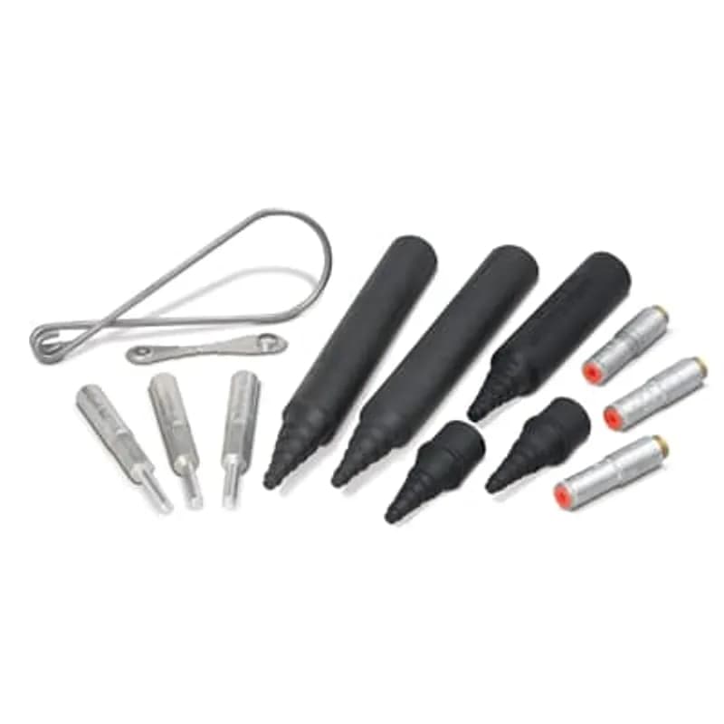ABB - Installation Products SS1 1/0 RN 750K - Storm Safe Breakaway Service Entrance Kit - Single Service and Reduced Neutral, Triplex Block for 1/0, 1/0 and #2, Dual Rated for Aluminum or Copper, 750 pound Break Force. Includes Insulating (Two Long Rockets, One Short Rocket, Two Caps), One Breakaway Link Bail, One Stainless Steel Link - SSL 750, Three Copper Pin Terminals with Grease and Capped, Three Female Connectors/Couplers (Uses Dies TU 52 BG 243 5/8) with Compound and Caps.