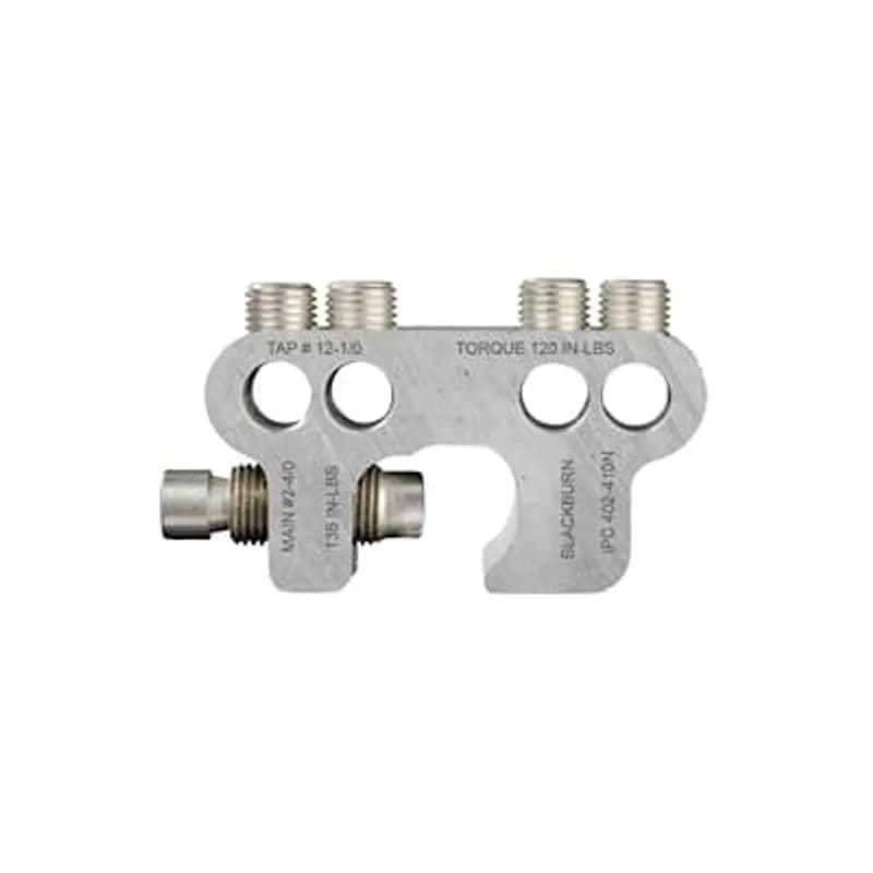 ABB - Installation Products IPC 402-410 N - Tin Plated Aluminum, Neutral Connector, 3 inch High, 3/4 inch Thick, 1-9/16 inch Wide. Wire Size Main #2 to 4/0, Tap #12 to 1/0. Includes (4 Tap) 7/16-20 x .440 inch Screws and (1 Main) 1/2-20 x .875 inch Screw. Tin-Plated Connector and Screws. Is not Insulating Piercing.