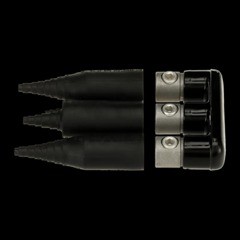 ABB - Installation Products SHC 3 MRS - Aluminum Flood-Seal, Mechanical Connector with Streetlight Option, Dual Rated, PVC Insulated - 1/8 inch thick. Cable Range Feeder Outlet S/L #6 to 350 kcmil, 3 Outlets, Length 5 inch. Includes Two Insulating Sleeves and One StreetLight Cover - MRS350SL, Three Screws 11/16-16 x 53/64 inch and Packet of Silicone Grease.