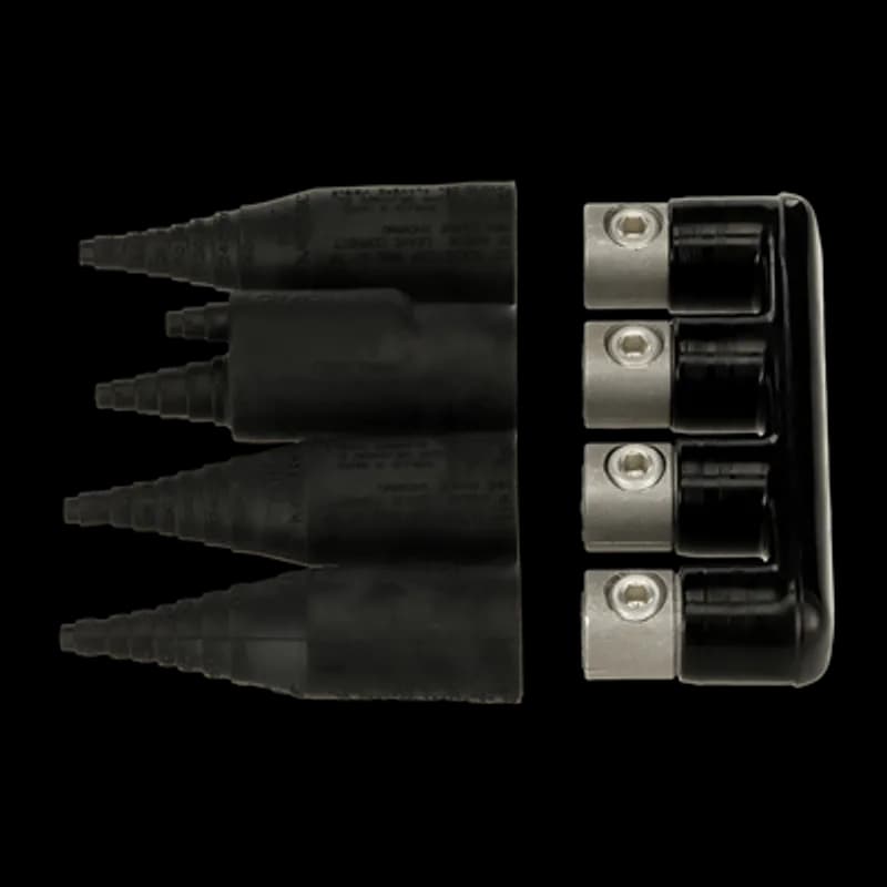 ABB - Installation Products SHC 4 MRS - Aluminum Flood-Seal, Mechanical Connector with Streetlight Option, Dual Rated, PVC Insulated - 1/8 inch thick. Cable Range Feeder Outlet S/L #6 to 350 kcmil, 4 Outlets, Length 6-3/4 inch. Includes Three Insulating Sleeves and One StreetLight Cover - MRS350SL, Four Screws 11/16-16 x 53/64 inch and Packet of Silicone Grease.