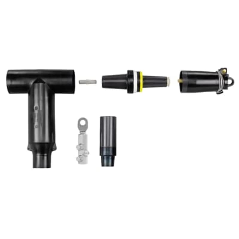 ABB - Installation Products 655ETP-LAC03-DRG - 15kV 600 Series Deadbreak Elbow TAP PLUG Connector, Window OP Kit, Test and Ground Connector Kit, Test and Ground kit includes - Insulated Cap, Test and Ground reducing tap plug, 600 series Elbow housing, cable adapter. Cable Insulation Diameter 1.180 inch to 1.465 inch. Tin Plated Aluminum ShearBolt Connector. Conductor Size 500 kcmil Stranded/Compressed/Compact to 750 kcmil Stranded/Compressed/Compact.