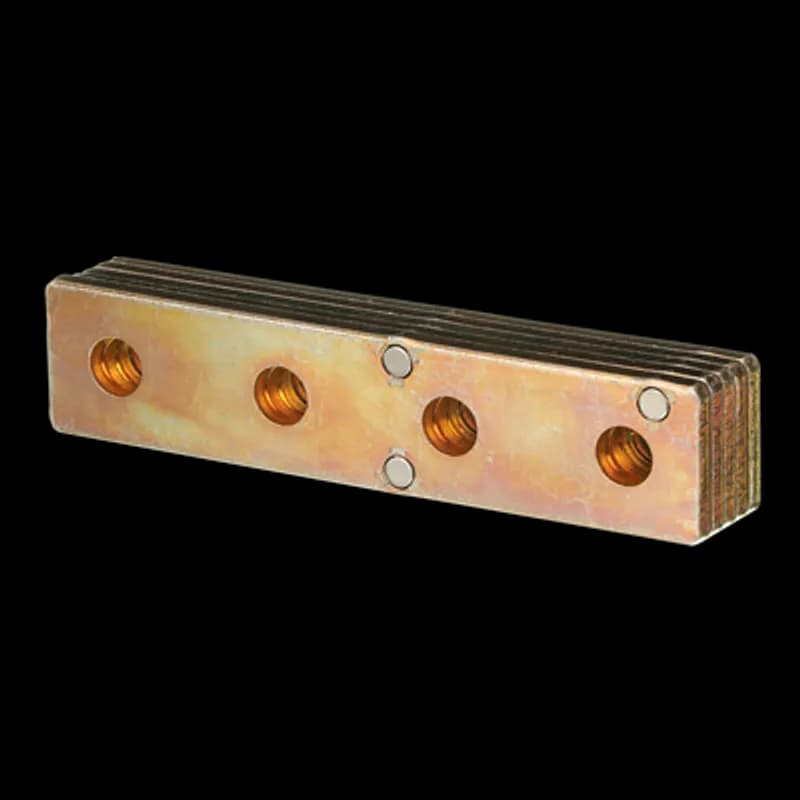 Plate with Magnets, Four Hole Splice, Length 7-1/4 Inch, Width 1-5/8 Inch, Hole Diameter 9/16 Inch, Steel