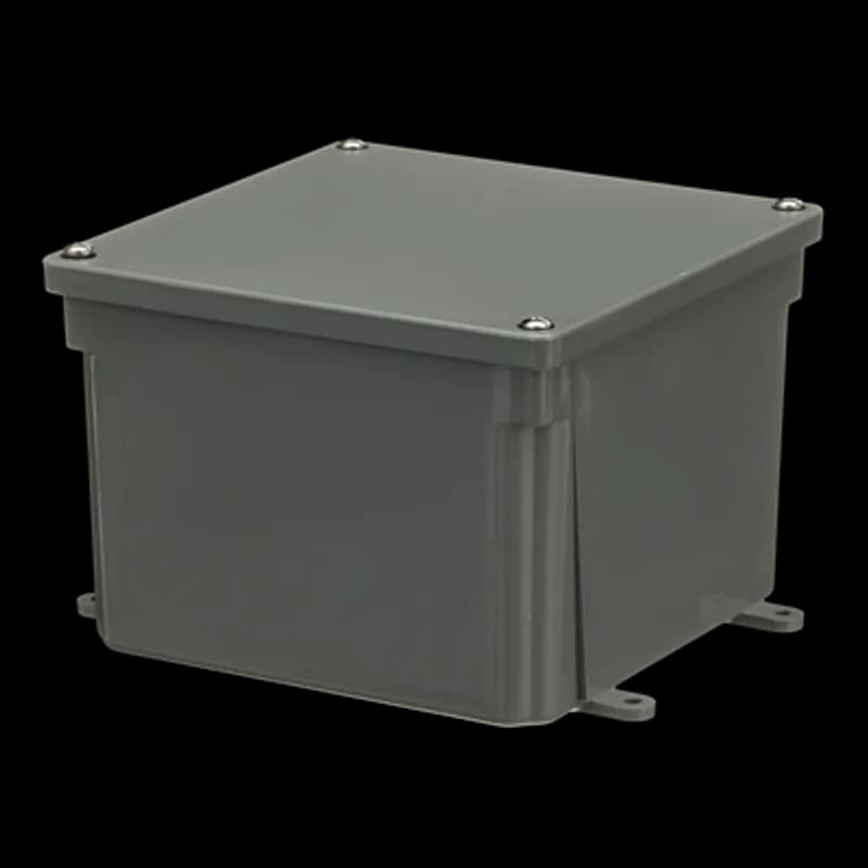 Molded Junction Box, Length 6 Inch x Width 6 Inch x Depth 4 Inch, Material Polycarbonate, Color Gray