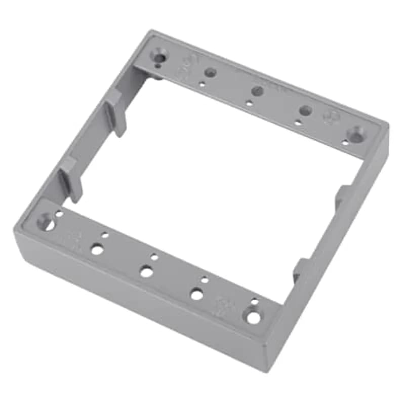 Two Gang Universal Box Extension Adapter, Material Aluminum, 0 Outlets, with Gasket and Screws