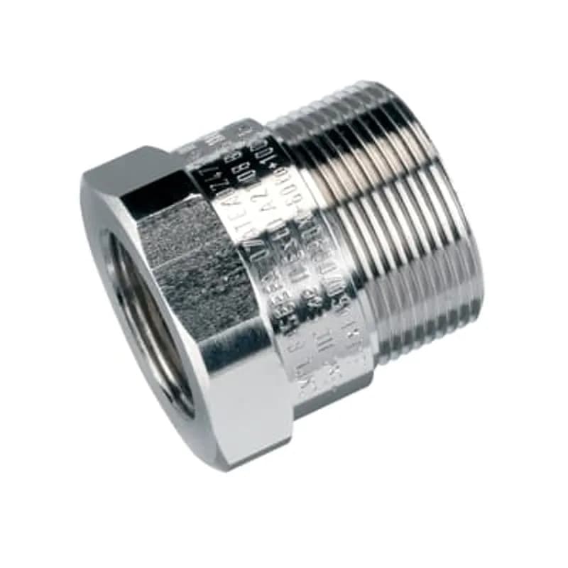 ABB - Installation Products EXN/M25-M20/R - Adapter, Reducer, M25 Male Thread to M20 Female Thread, Suitable for Use in Zones 1, 2 , 21, and 22, Ex e and Ex d, UL1203, Nickel Plated Brass
