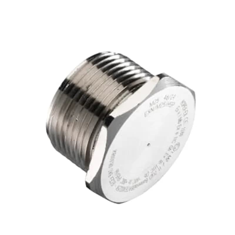 Stopping Plug with Hex Head, M20 Thread, Suitable for Use in Zones 1, 2 , 21, and 22, Exe I, Exe II, and Extd IIIC, IP65-66 Rating, Stainless Steel