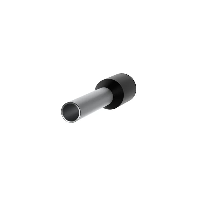 Covered ferrules single wire black DIN end sleeve, 16 AWG, 10mm pin length.