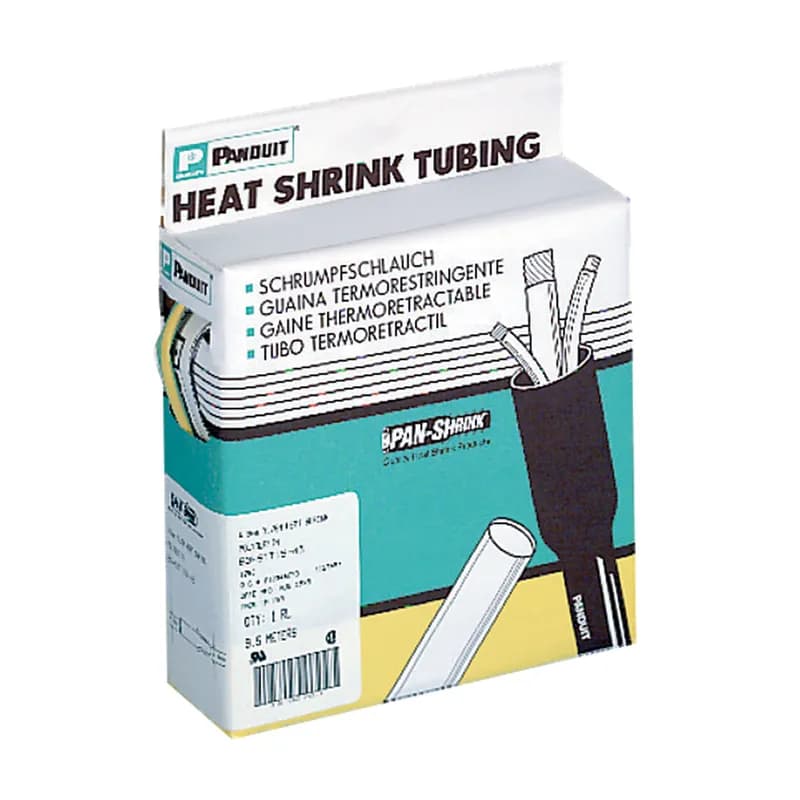 Thin wall heat shrink on 25 foot reel, .12" (3.2mm) diameter, black cross-linked polyolefin.