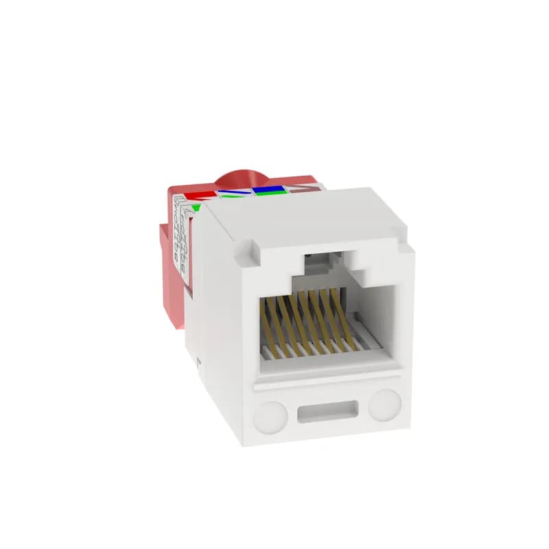 The Mini-Com Cat 5e UTP RJ45 TP-Style Jack Module is designed to terminate 4-pair, 22-24 AWG twisted pair cable. Each module is 100% factory tested for continuity. Contacts are plated with 50 microinches of gold for superior performance. Jack modules are compatible with Mini-Com Modular Patch Panels and Faceplates. The jack module is Acrtic White.