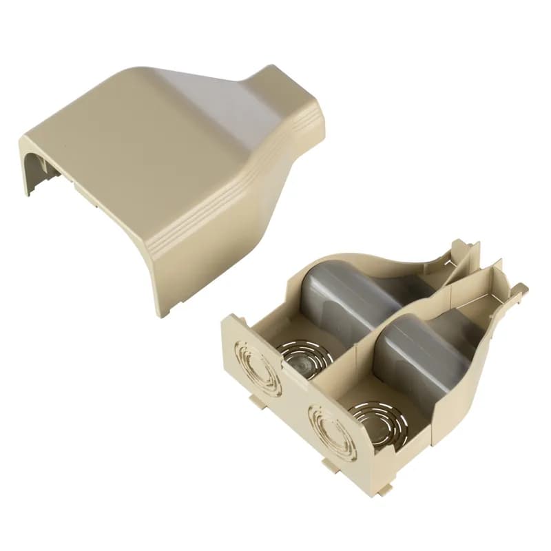 The T-45 Entrance End is designed to maintain bed radius while routing cables into the T-45 raceway. It is Electric Ivory