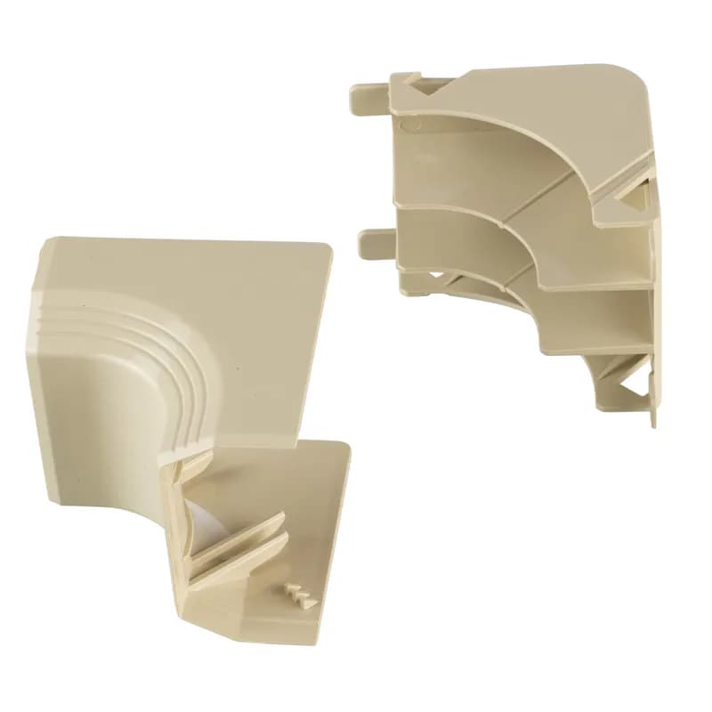 The T-45 Inside Corner fitting allows for the routing of raceway around a corner while maintaining proper bend radius. It is Electric Ivory.