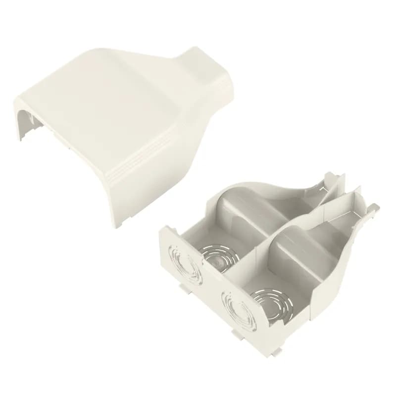 Panduit T45EEWH - The T-45 Entrance End is designed to maintain bed radius while routing cables into the T-45 raceway. It is White