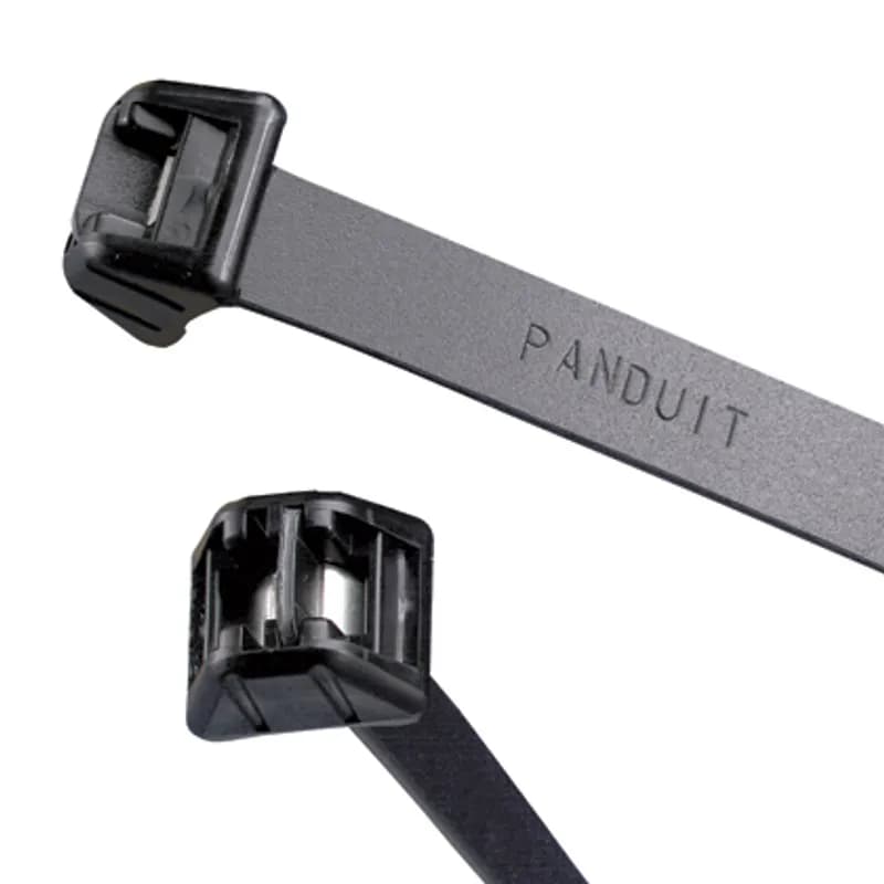 Panduit DT4EH-L0 Dura-Ty Cable Ties are weather, chemical, and UV-resistant for harsh outdoor power and communications applications. The durable locking mechanism, complete with double stainless steel locking barbs, provides a consistent, reliable connection and high-impact resistance and strength. Extra-Heavy cross section, 13.5 (343mm) length, are made of Weather Resistant Acetal. They are black in color and come in packages of 50.