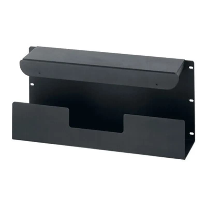 The Lower Trough attaches to the bottom of a rack where it supports and contains cable with proper bend radius. It is compatible with any standard EIA 19 inch (483mm) rack or cabinet. The trough is 4RU in height, 4.5 in. deep and is black in color.