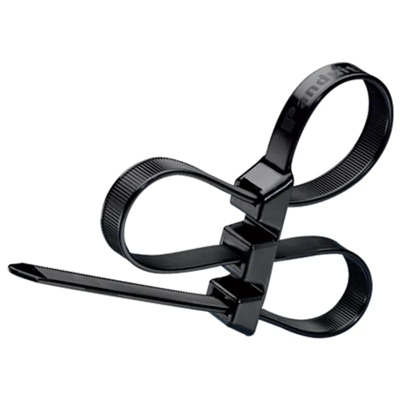 Pan-Ty triple loop cable tie, extra heavy cross section, 20.0 (508mm) length, weather resistant nylon 6.6, black.