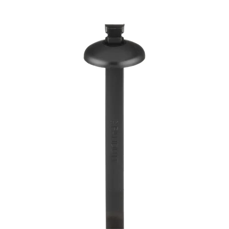 Sta-Strap Cable Ties have a unique design that ties directly to a chassis or panel without separate fasteners or mounting devises. Plus, with heat stabilized weather-resistant Nylon material, it's ideal for high-vibration, high-UV environments up to 239 degrees. No center pilot, Heavy cross section, 14.8, Tensile Strength: 534, black, 50pc.