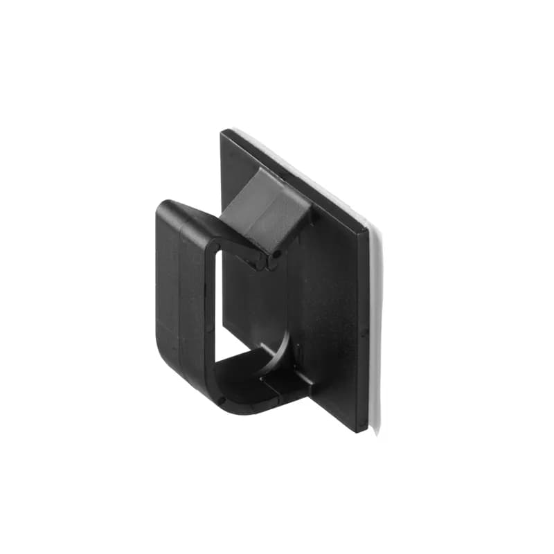 Adhesive backed bevel entry clip, .75" (19.1mm) bundle, black, bulk package.