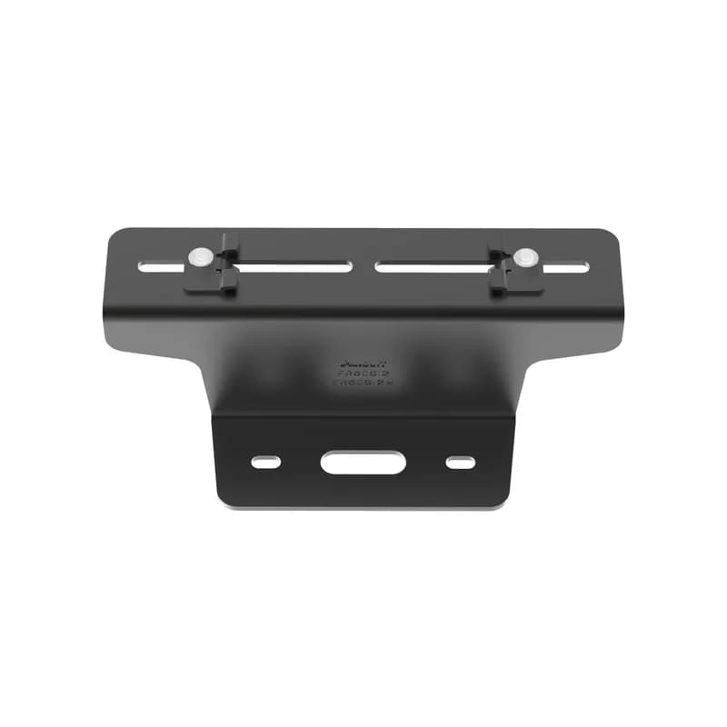 The FiberRunner Center Support Bracket is used to support the 6x4 and 4x4 systems from below with a new threaded rod. The center support bracket is used for a 12mm threaded rod. The bracket is secured to the threaded rod with two nuts. It can also be secured directly to the top of the cabinet. The pre-assembled slide clamps enable fast assembly to the channel.