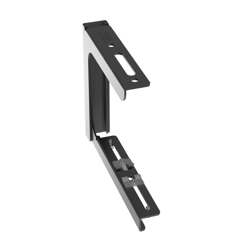The FiberRunner QuikLock Adjustable Cabinet Bracket is used in cable routing systems to support the 6x4 or 4x4 systems by attaching to the top of the cabinets. It features two-position height adjustments to accommodate systems with or without a hinged cover. This helps allow runs to be leveled over uneven cabinet heights. It is secured to the cabinet frame with trough bolts (not included). The pre-assembled slide clamps enable fast assembly to the channel.