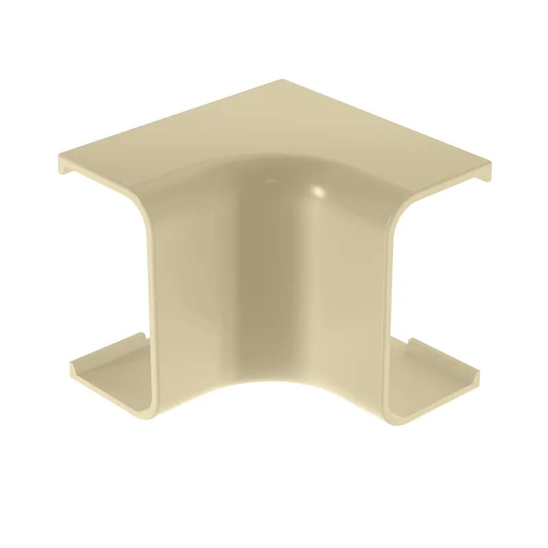 The inside corner fitting is used to efficiently run cables along an inside corner. It has a 90 angle and is designed to be used with the LD10 or LDPH10 raceway and features a snap-on installation. Electric Ivory.