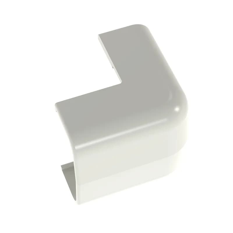 The outside corner fitting is a Surface Raceway fitting designed to transition your raceway around an outside corner while maintaining a 1 inch bend radius. It is designed to be used with the LD5 raceway and features a snap-on installation. It meets TIA/EIA, used in applications up to 50 V, and is Off White.