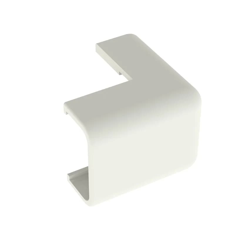 The outside corner fitting is a Surface Raceway fitting designed to transition your raceway around an outside corner while maintaining a 1 inch bend radius. It is designed to be used with the LD3 raceway and features a snap-on installation. It meets TIA/EIA, used in applications up to 50 V, and is Off White.