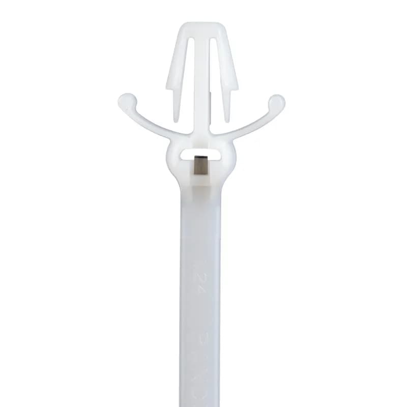 Panduit Dome-top Barb Ty Wing Push-mount Ties have unique wings that create constant tension for a long-lasting stable hold that s also infinitely adjustable. Plus, with Nylon 6.6 material it's ideal for indoor environments. Standard cross section, 6.6L (168mm), Tensile Strength: 222, Bundles up to 2.0 (51mm), natural, 500pc.