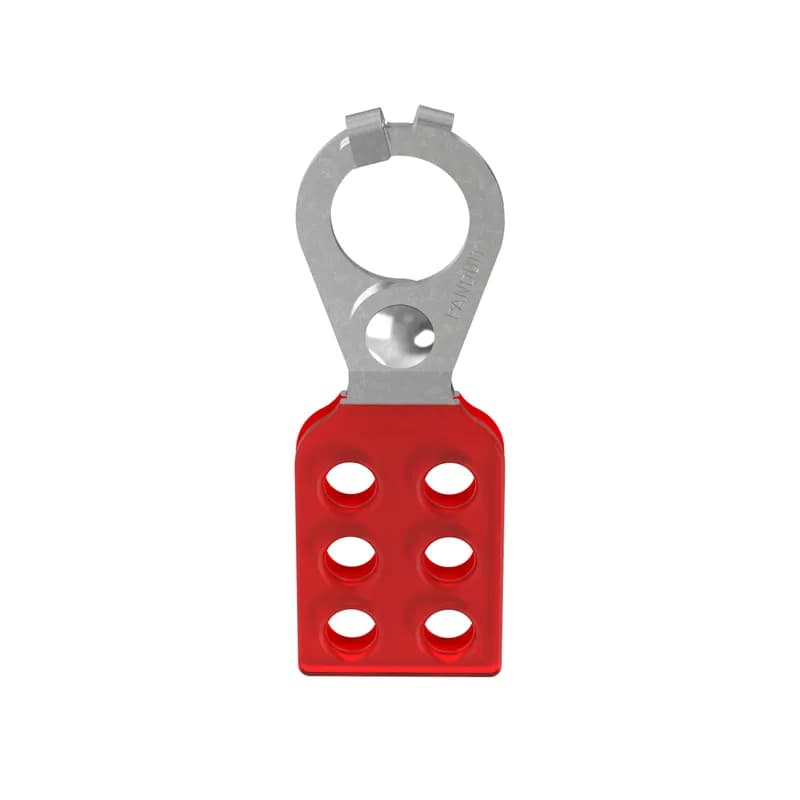 Panduit PSL-1 - The PSL-1 Hasp allows energy sources to be locked out quickly and easily by more than one worker for group lockout applications. The Hasp supports 6 locks. Zinc-plated steel with vinyl coating. 1.62" x 4.62" (41.1 mm x 117.3 mm). Jaw diameter 1" (25.4 mm). Color Red. 12 per package.
