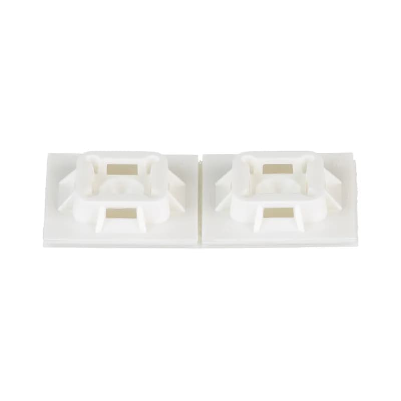 Panduit ABM100-A-C - Panduit s ABM100-A-C 4-way rubber-based adhesive backed cable tie mounts have been designed for fast installation and long-term performance and reliability. They are made of Nylon 6.6. These mounts can be used with miniature, intermediate, and standard cable ties and are intended for use in indoor environments. They are 1 x 1 (25.4mm x 25.4mm), has hole for standard S6 flat head screw, supplied in strips of 2, are white in color and come in packages of 100.