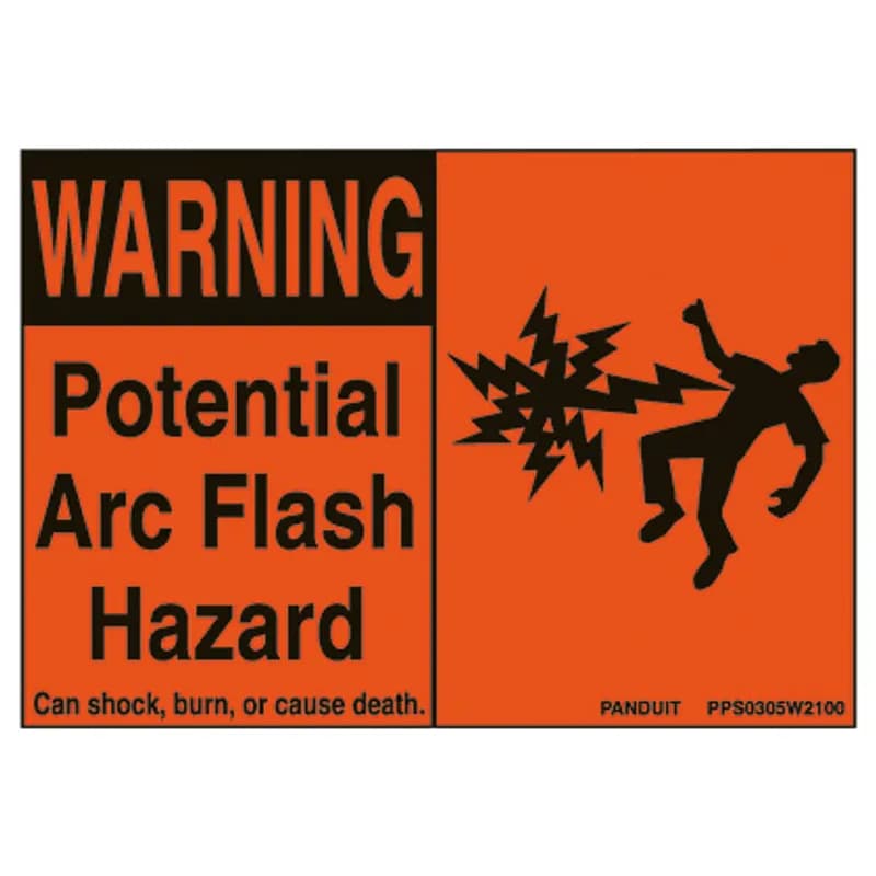 Panduit PPS0507W2100 - Polyester Arc Flash Label, 5.00" x 7.00".