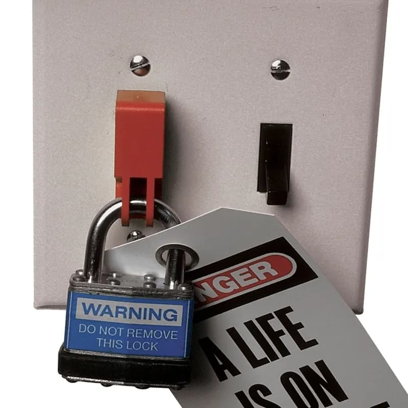 The PSL-WS Toggle/Rocker Switch Lockout Device is constructed of rugged polypropylene providing strength, durability, and added security. The device locks out switches that control electrical supply. Easy to install using faceplate screws. The device accommodates standard wall switch faceplates. 0.6" x 0.88" (15.2 mm x 22.3 mm). Color Red. 1 per package.