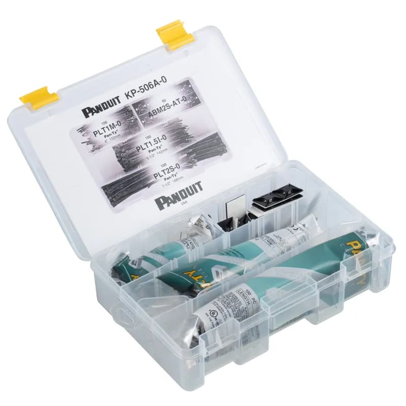 Kit for Outdoor UsePan-Ty Cable Ties and Mounts:Black Weather Resistant Nylon 6.6(100) PLT1M-0(100) PLT1.5I-0(100) PLT2S-0(50) ABM2S-AT-0 mounts