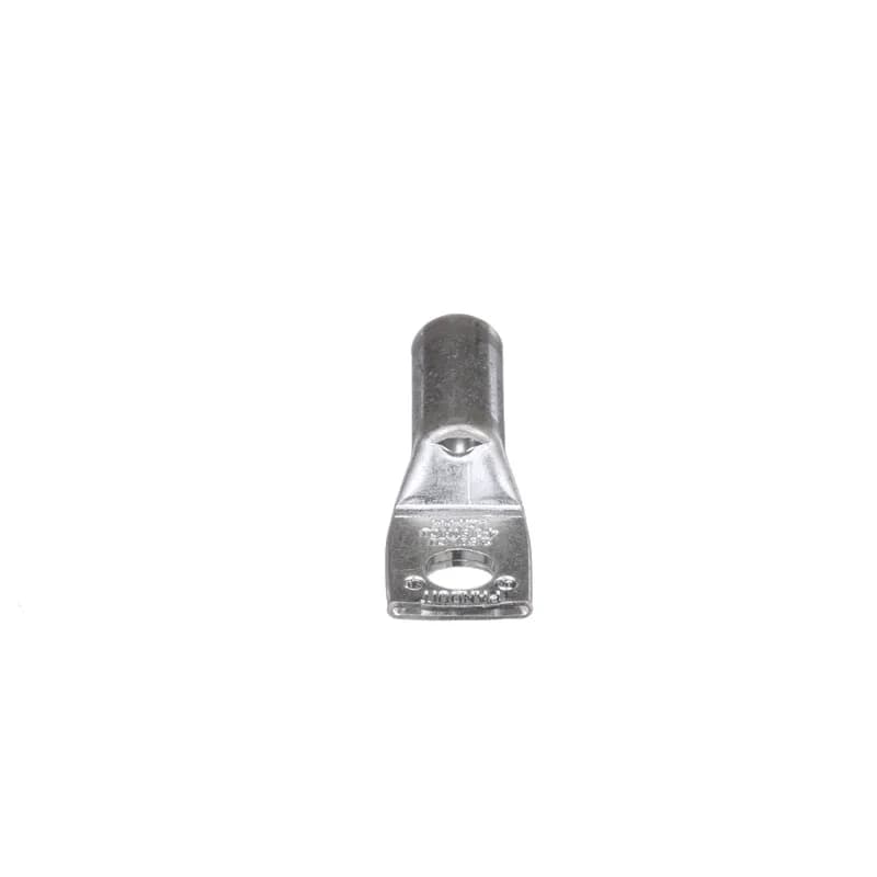 The LCA4-14-L Tin-Plated Copper Compression Lug, one-hole, standard barrel, has color-coded barrels marked with Panduit and specified competitor die index numbers for proper crimp die selection. An inspection window aids to visually assure full conductor insertion, and the tin-plate material helps to inhibit corrosion. UL Listed and CSA Certified to 35 KV and temperature rated to 90 C.