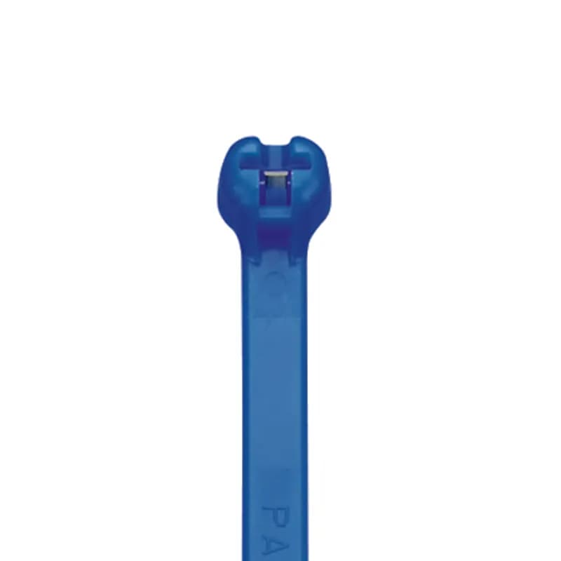 Dome-Top barb ty cable tie, standard cross section, 15.1 (384mm) length, nylon 6.6, blue.